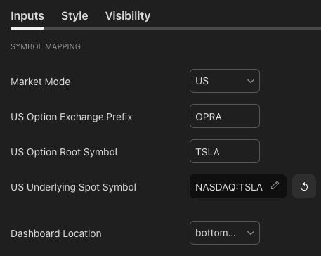 Dynamic Symbol Selection Settings